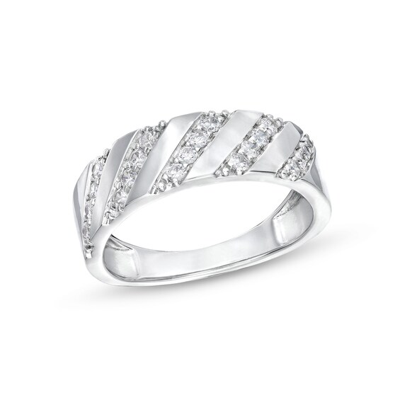 1/3 CT. T.w. Diamond Slant Row Band in 10K White Gold