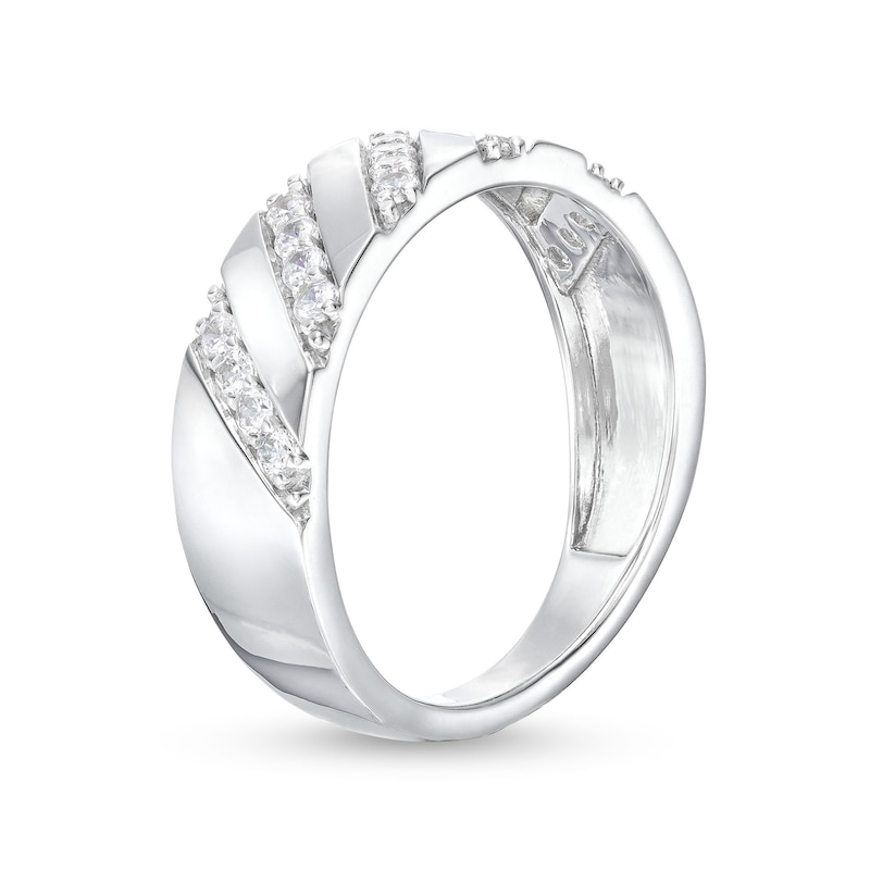 Main Image 3 of 1/3 CT. T.W. Diamond Slant Row Band in 10K White Gold