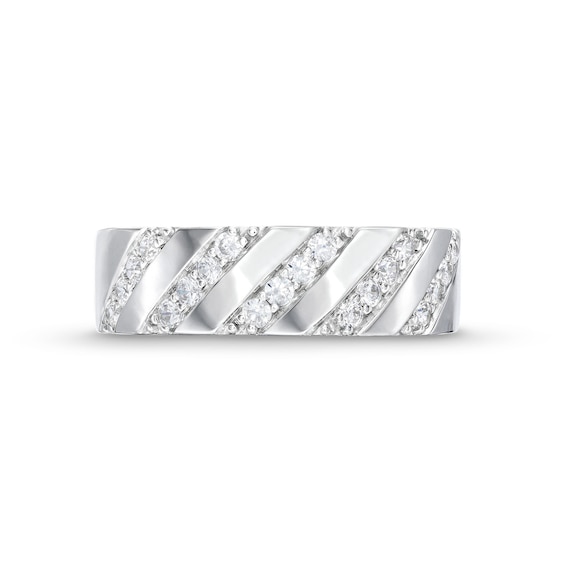 1/3 CT. T.w. Diamond Slant Row Band in 10K White Gold