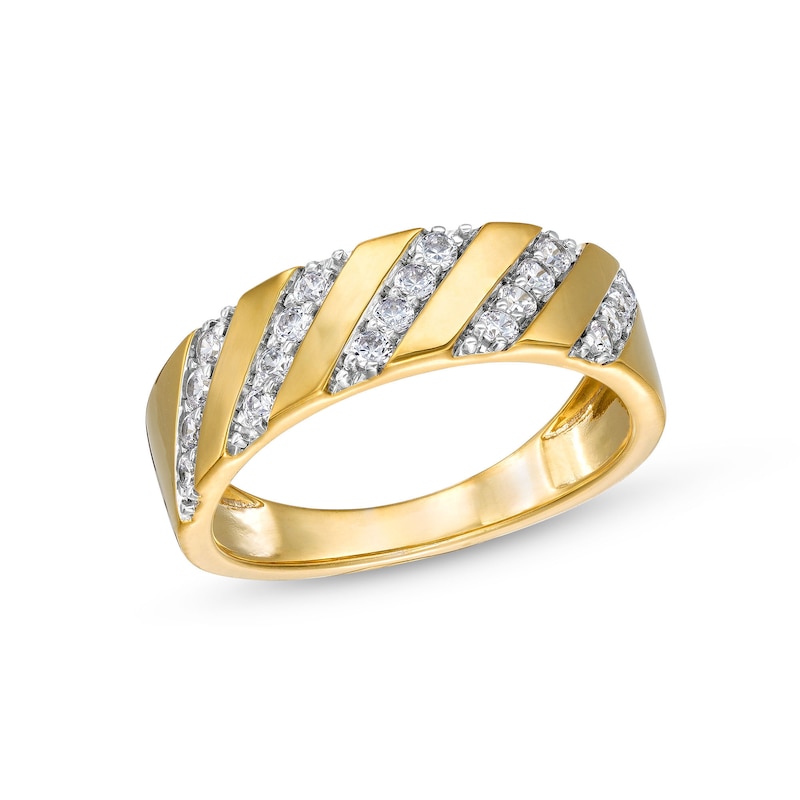 Main Image 1 of 1/3 CT. T.W. Diamond Slant Row Band in 10K Gold