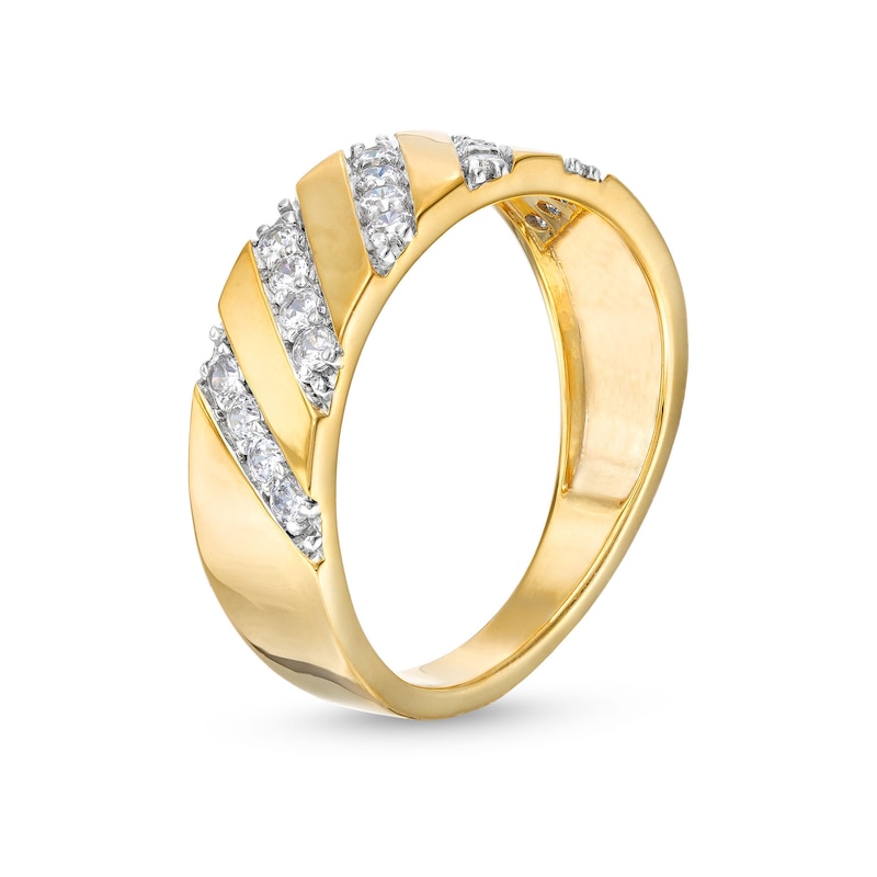 Main Image 3 of 1/3 CT. T.W. Diamond Slant Row Band in 10K Gold