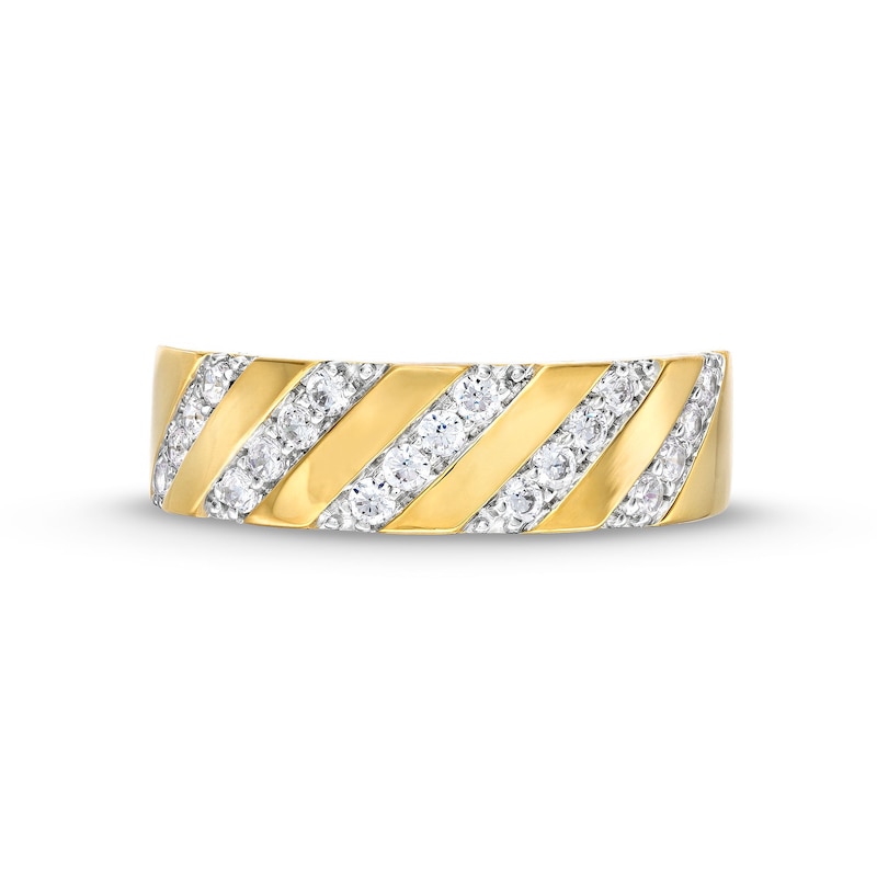 Main Image 4 of 1/3 CT. T.W. Diamond Slant Row Band in 10K Gold