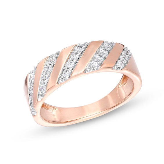 1/ CT. T.w. Diamond Slant Row Band in 10K Rose Gold