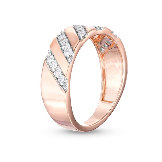1/ CT. T.w. Diamond Slant Row Band in 10K Rose Gold