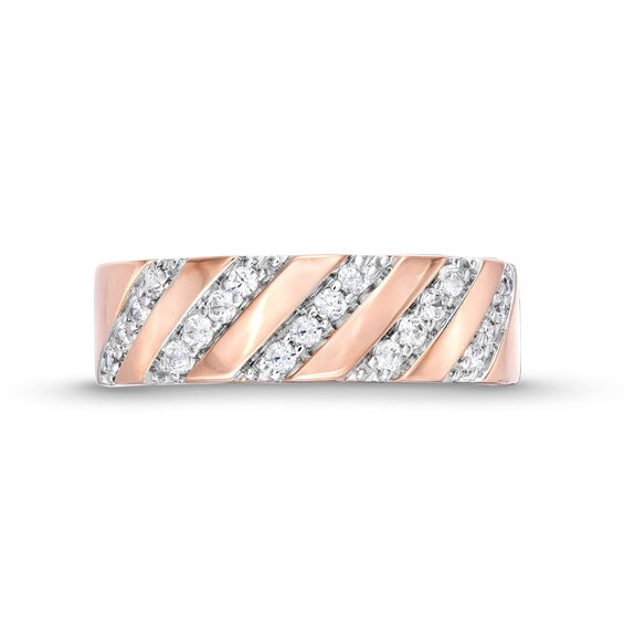 1/ CT. T.w. Diamond Slant Row Band in 10K Rose Gold