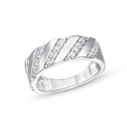 1/2 CT. T.W. Diamond Slant Row Band in 10K White Gold