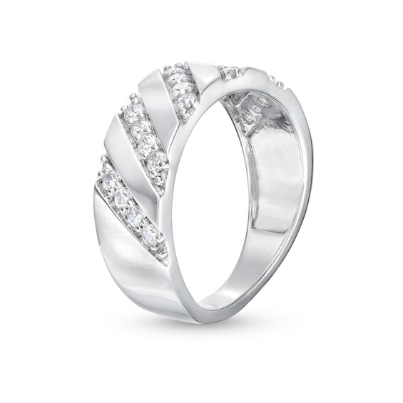 1/2 CT. T.w. Diamond Slant Row Band in 10K White Gold