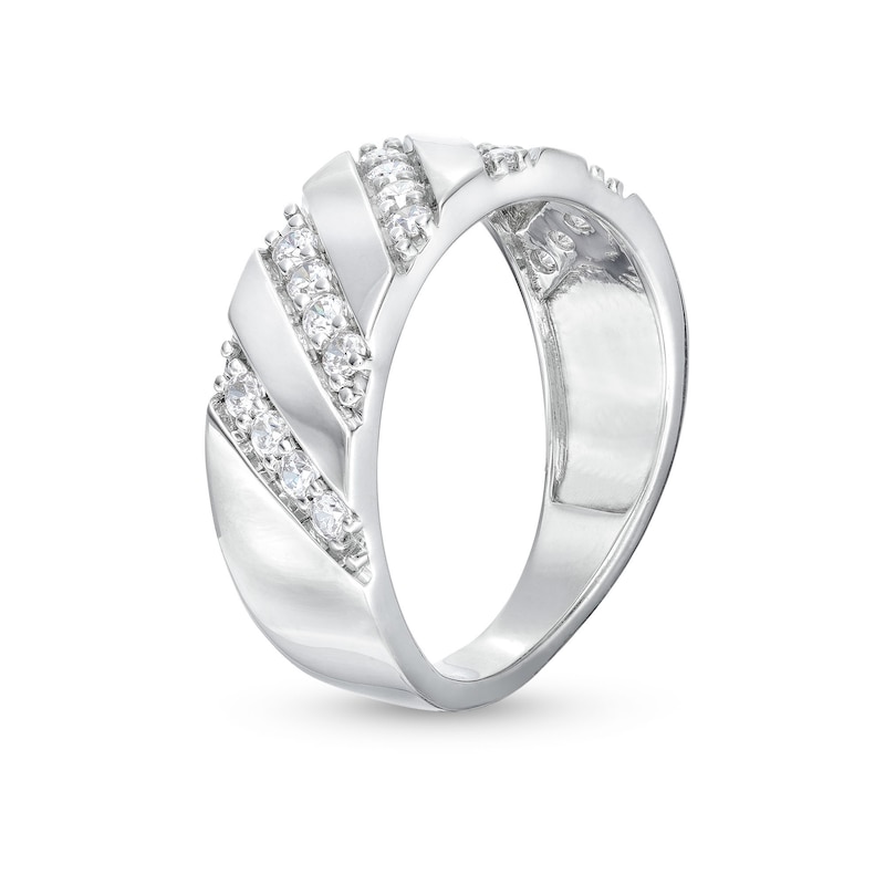 Main Image 3 of 1/2 CT. T.W. Diamond Slant Row Band in 10K White Gold
