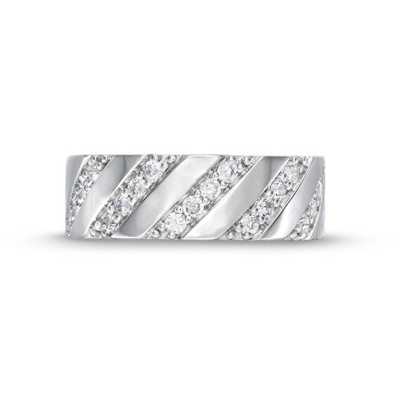 1/2 CT. T.w. Diamond Slant Row Band in 10K White Gold