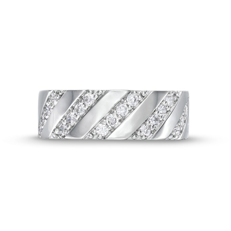 Main Image 4 of 1/2 CT. T.W. Diamond Slant Row Band in 10K White Gold