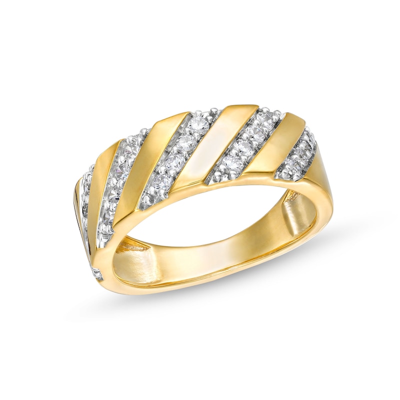 Main Image 1 of 1/2 CT. T.W. Diamond Slant Row Band in 10K Gold