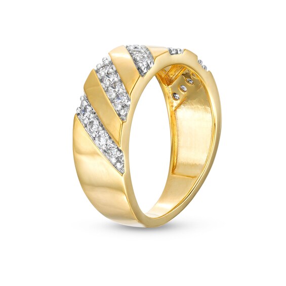 1/2 CT. T.w. Diamond Slant Row Band in 10K Gold