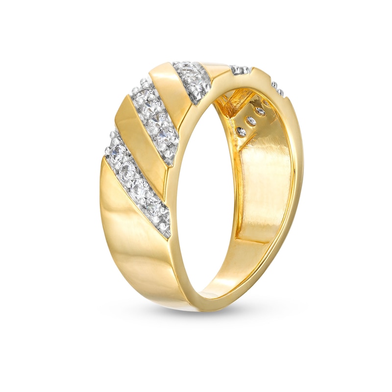 Main Image 3 of 1/2 CT. T.W. Diamond Slant Row Band in 10K Gold
