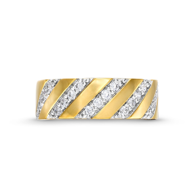 Main Image 4 of 1/2 CT. T.W. Diamond Slant Row Band in 10K Gold