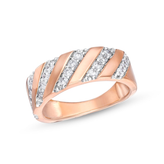 1/2 CT. T.w. Diamond Slant Row Band in 10K Rose Gold