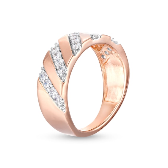 1/2 CT. T.w. Diamond Slant Row Band in 10K Rose Gold