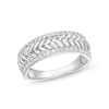 Thumbnail Image 1 of 1/3 CT. T.W. Diamond Edge Herringbone Band in 10K White Gold