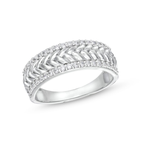 1/3 CT. T.w. Diamond Edge Herringbone Band in 10K White Gold