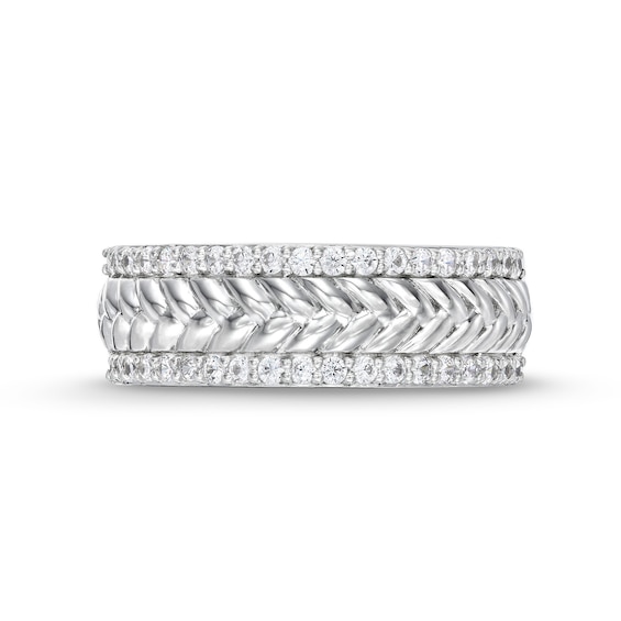 1/3 CT. T.w. Diamond Edge Herringbone Band in 10K White Gold