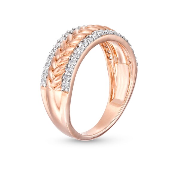 1/3 CT. T.w. Diamond Edge Herringbone Band in 10K Rose Gold