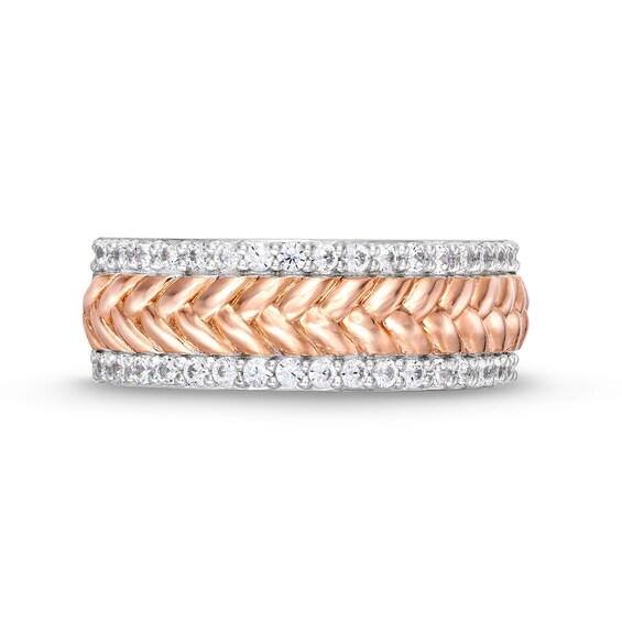 1/3 CT. T.w. Diamond Edge Herringbone Band in 10K Rose Gold
