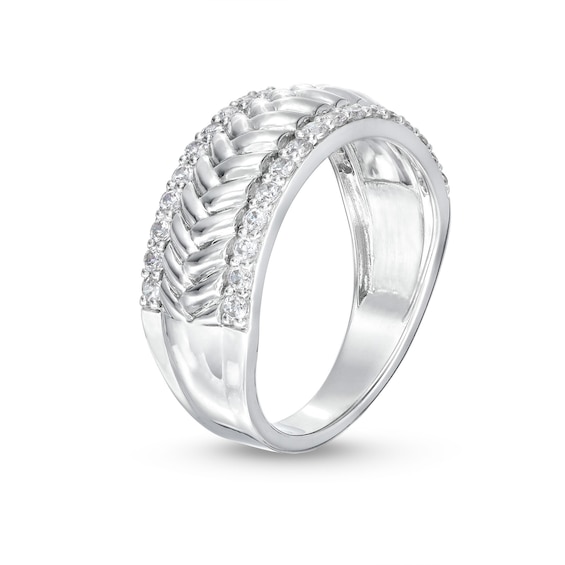 1/2 CT. T.w. Diamond Edge Herringbone Band in 10K White Gold