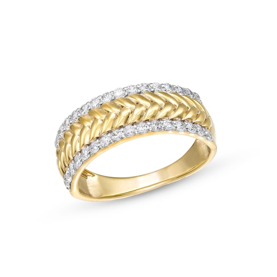 1/2 CT. T.w. Diamond Edge Herringbone Band in 10K Gold