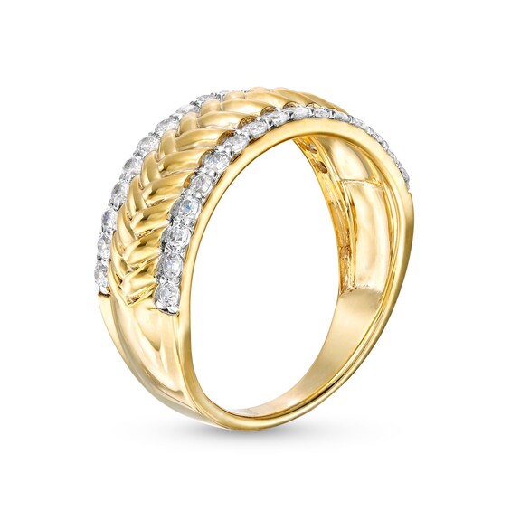 1/2 CT. T.w. Diamond Edge Herringbone Band in 10K Gold