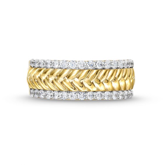 1/2 CT. T.w. Diamond Edge Herringbone Band in 10K Gold