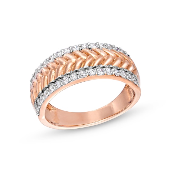 1/2 CT. T.w. Diamond Edge Herringbone Band in 10K Rose Gold