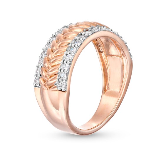 1/2 CT. T.w. Diamond Edge Herringbone Band in 10K Rose Gold