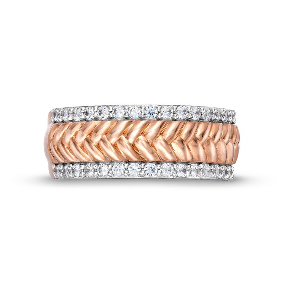 1/2 CT. T.w. Diamond Edge Herringbone Band in 10K Rose Gold