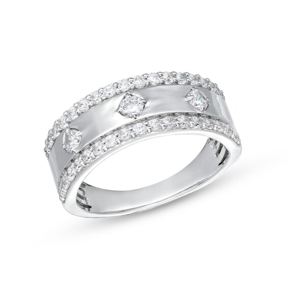 3/4 CT. T.w. Diamond Edge Center Station Band in 10K White Gold
