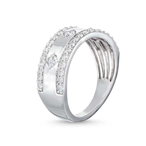 3/4 CT. T.w. Diamond Edge Center Station Band in 10K White Gold