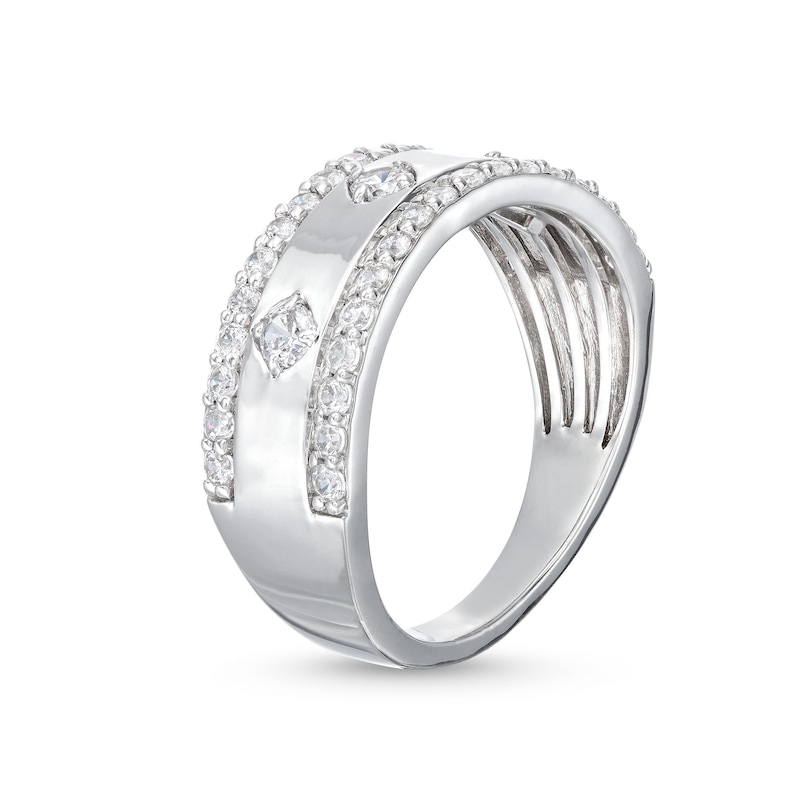 Main Image 3 of 3/4 CT. T.W. Diamond Edge Center Station Band in 10K White Gold