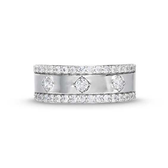 3/4 CT. T.w. Diamond Edge Center Station Band in 10K White Gold