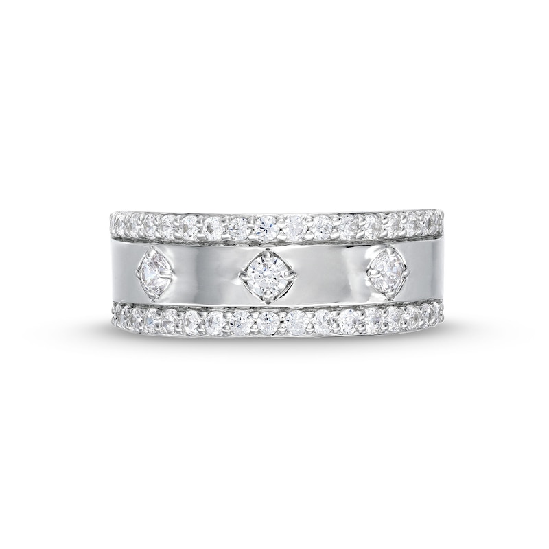Main Image 4 of 3/4 CT. T.W. Diamond Edge Center Station Band in 10K White Gold