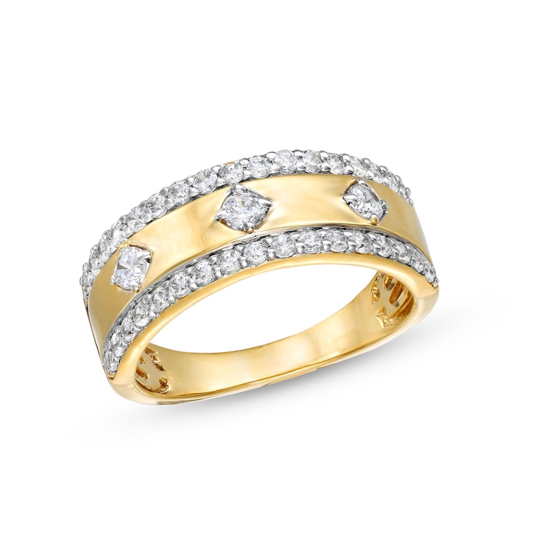 Main Image 1 of 3/4 CT. T.W. Diamond Edge Center Station Band in 10K Gold