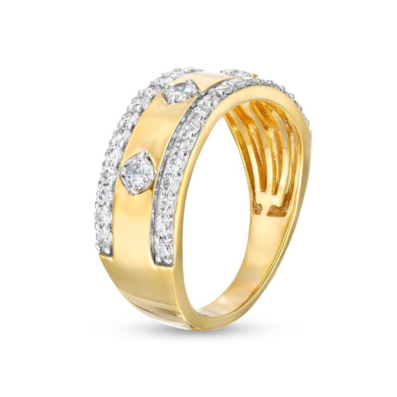 Main Image 3 of 3/4 CT. T.W. Diamond Edge Center Station Band in 10K Gold