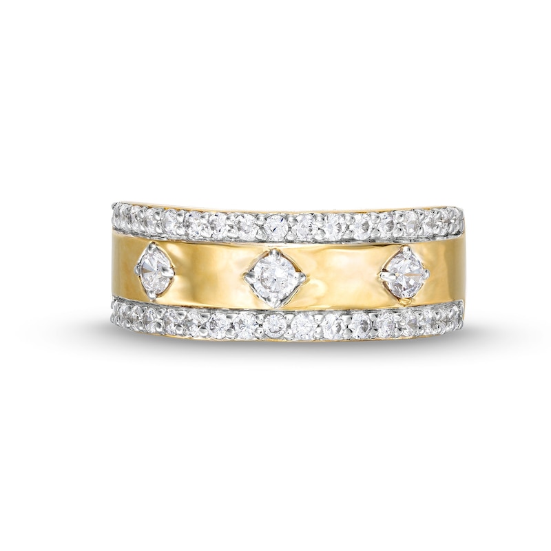 Main Image 4 of 3/4 CT. T.W. Diamond Edge Center Station Band in 10K Gold