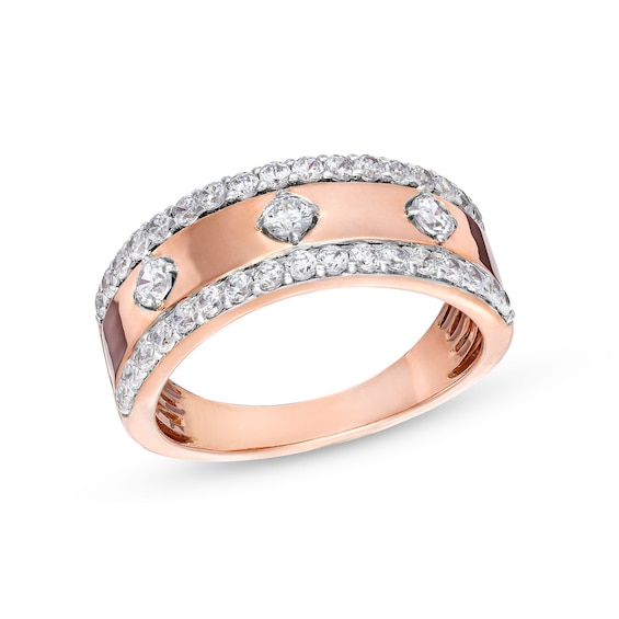 3/4 CT. T.w. Diamond Edge Center Station Band in 10K Rose Gold