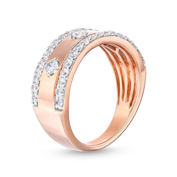 3/4 CT. T.w. Diamond Edge Center Station Band in 10K Rose Gold