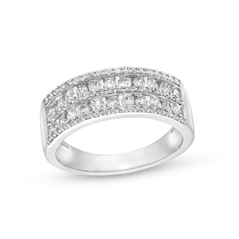 Main Image 1 of 3/4 CT. T.W. Diamond Multi-Row Band in 10K White Gold