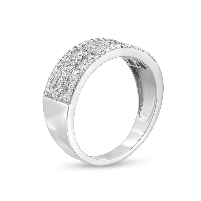 Main Image 3 of 3/4 CT. T.W. Diamond Multi-Row Band in 10K White Gold