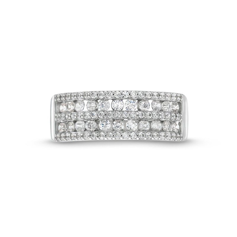 Main Image 4 of 3/4 CT. T.W. Diamond Multi-Row Band in 10K White Gold