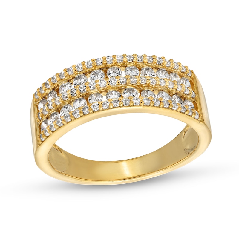 Main Image 1 of 3/4 CT. T.W. Diamond Multi-Row Band in 10K Gold