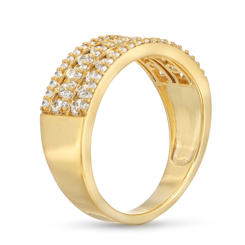 Main Image 3 of 3/4 CT. T.W. Diamond Multi-Row Band in 10K Gold