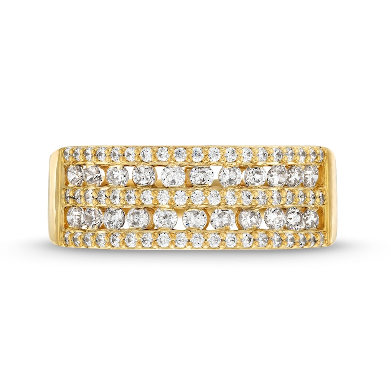 Main Image 4 of 3/4 CT. T.W. Diamond Multi-Row Band in 10K Gold