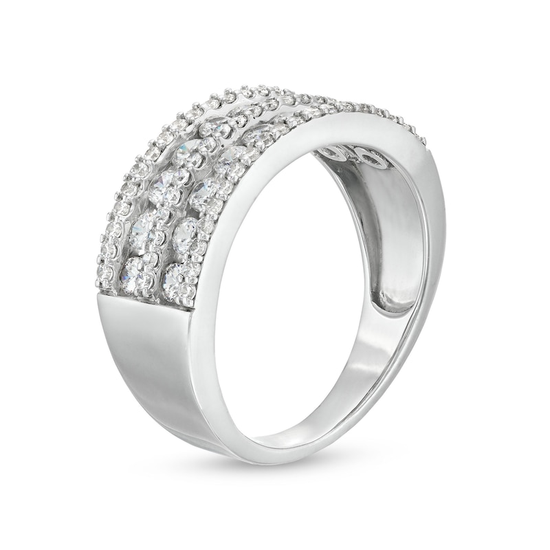 Main Image 3 of 1 CT. T.W. Diamond Multi-Row Band in 10K White Gold