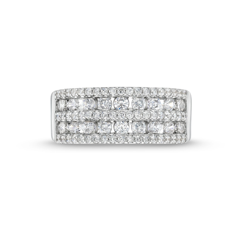 Main Image 4 of 1 CT. T.W. Diamond Multi-Row Band in 10K White Gold